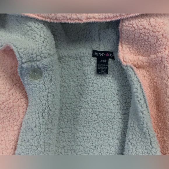 Limited Too Girls Size 10 Pink and Gray Hooded Sherpa Jacket - Picture 4 of 5